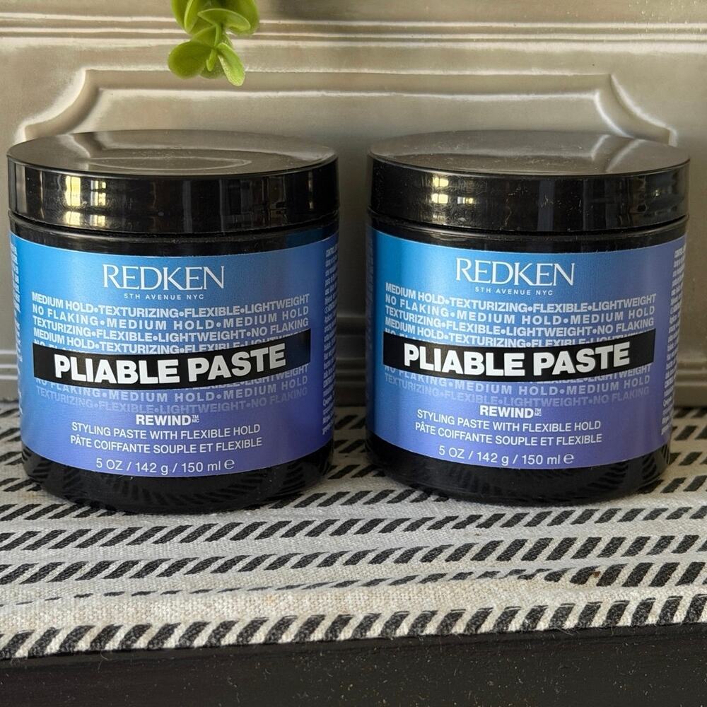 2x Redken Pliable Paste Rewind 5oz Medium Hold Hair Styling Jars Brand New